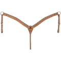 Royal King Branson breastcollar in roughout leather featuring chocolate brown buckstitching and white stitching displayed on white background