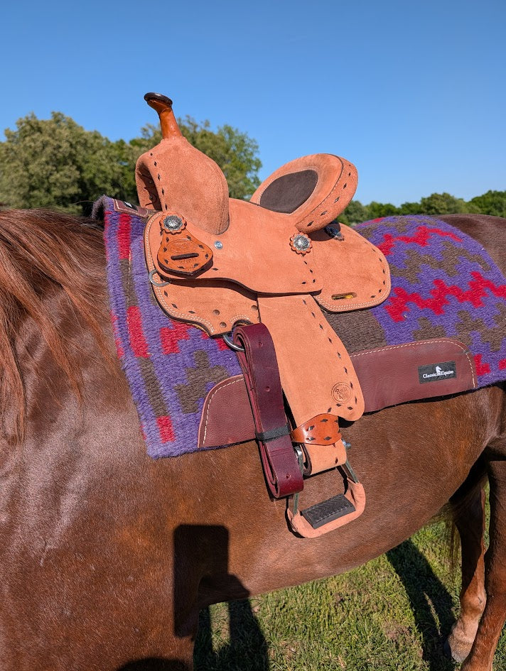 Royal King Youth Branson Roughout Barrel Saddle lefty side view.
