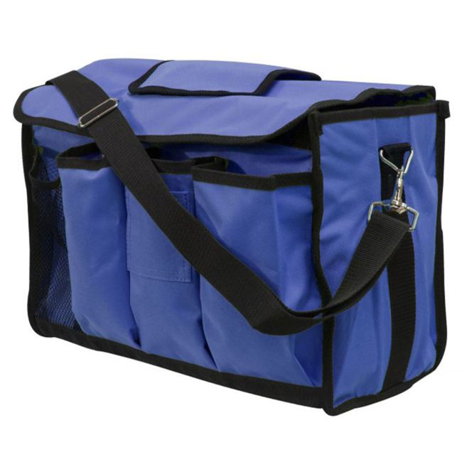 Showman grooming bag measuring 17 x 9 x 12 inches, perfect for organizing brushes, sprays, and barn tools.