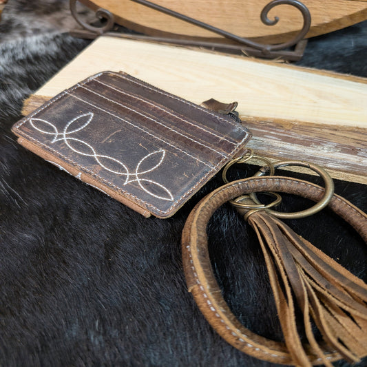 Rustic Leather ID Bangle w/ Boot Stitch