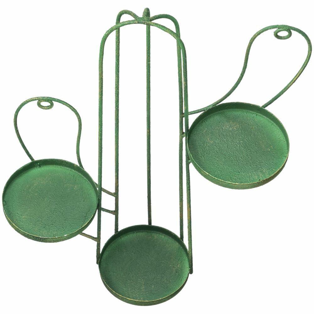 Western-style cactus candle holder centerpiece in distressed green finish
