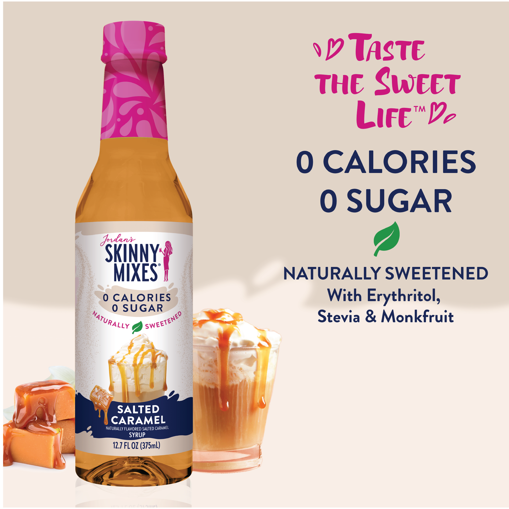 Skinny syrup in the bottle on display