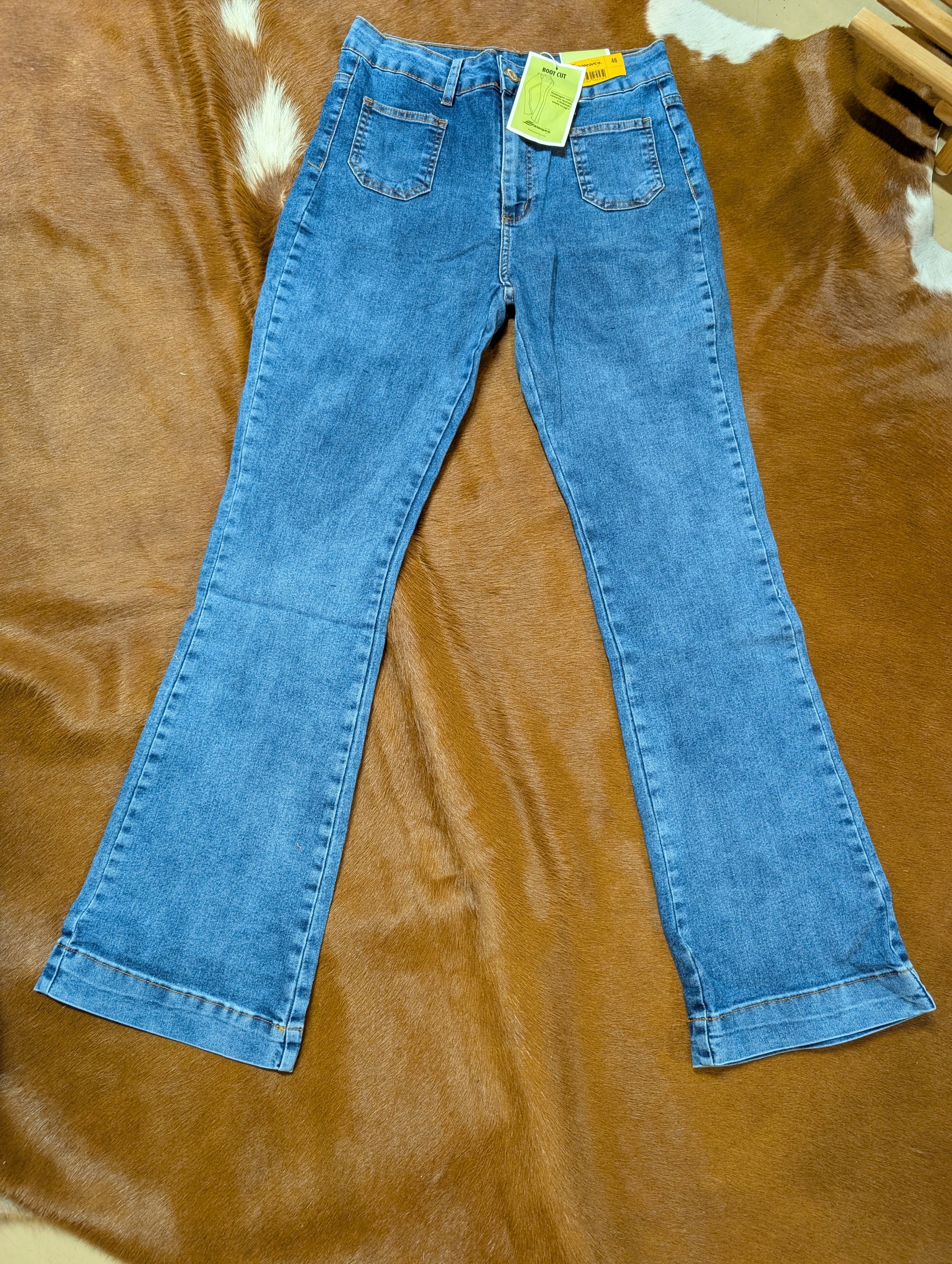 Sawary Mid-Rise Boot Cut Jeans in Cobalt Blue