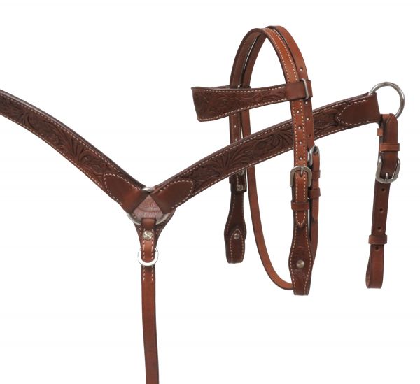 Mini Leather Headstall and Breast collar set with a white background