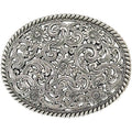Silver Floral Pattern Belt Buckle  Western Oval Buckle