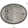 Silver Floral Pattern Belt Buckle Western Oval Buckle with measurement