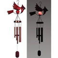 Bronze tube wind chime with a cardinal and solar light