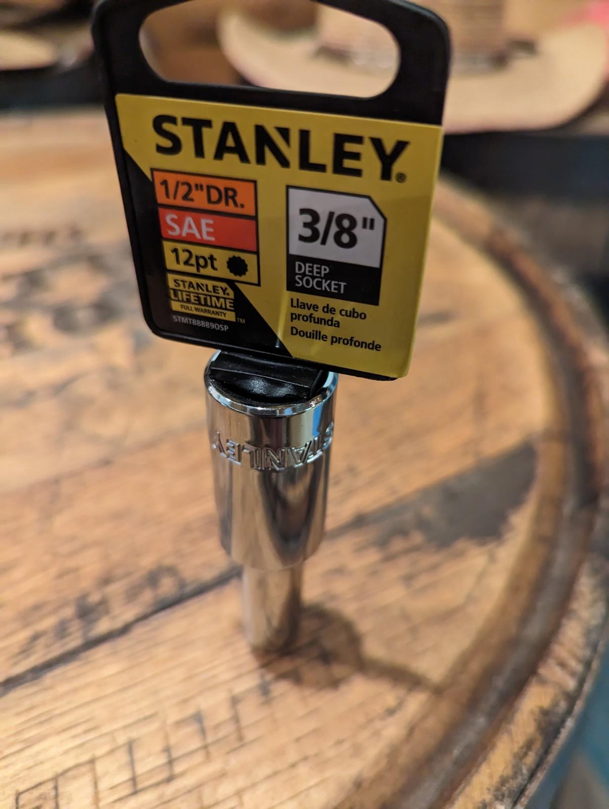 Stanley deep socket on a wooden surface