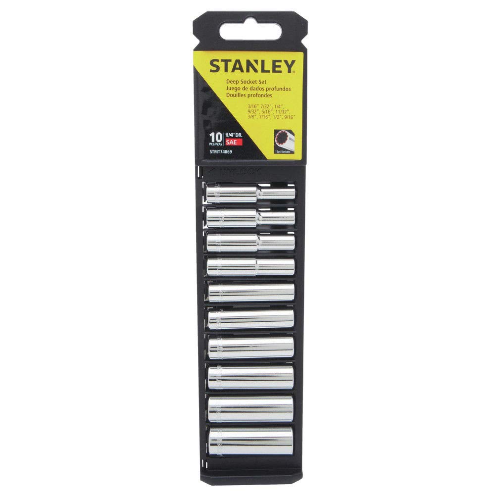 Stanley deep socket set packaging on a white background