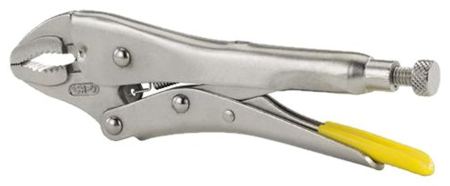 Locking pliers with a yellow handle on a white background