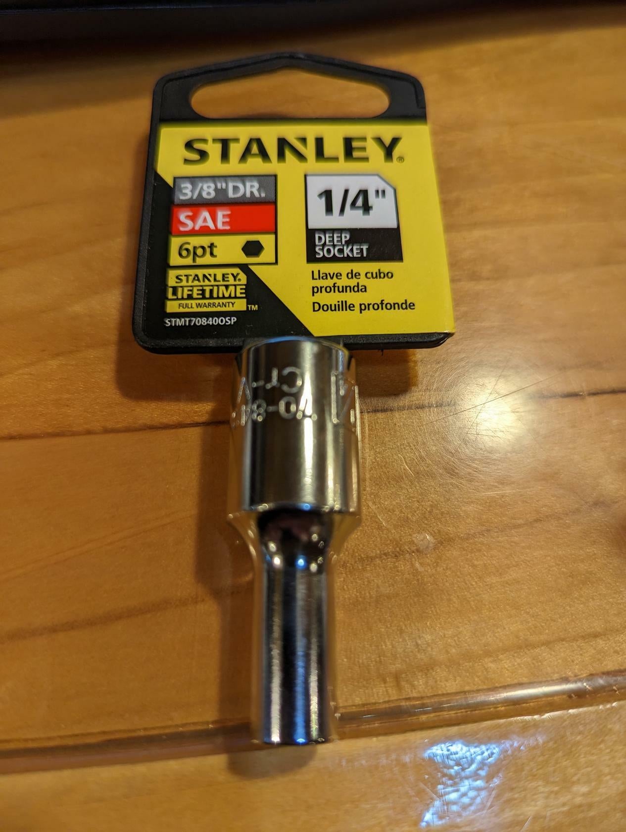Stanley Deep Socket 3/8" drive 6pt 1/4"