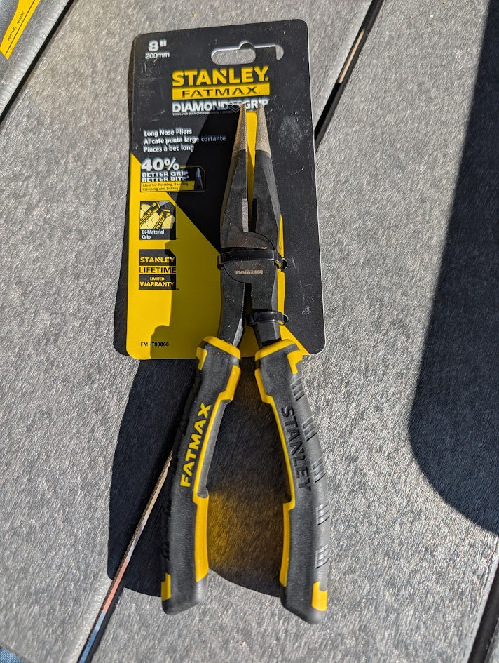 precision needle nose pliers Stanley tool close up