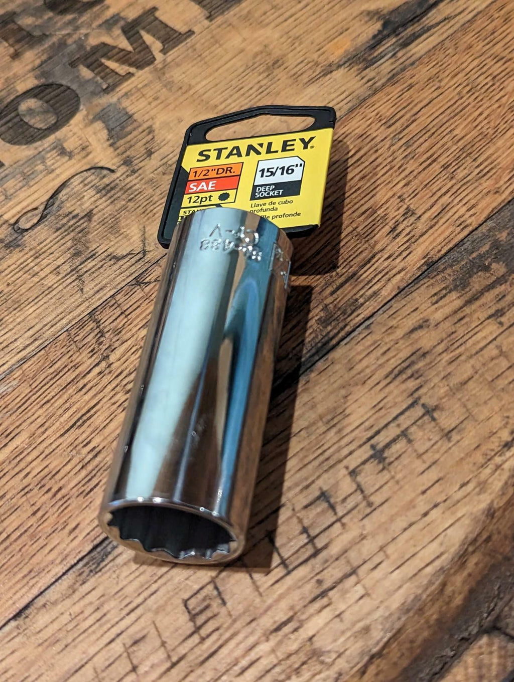 Stanley socket tool on a wooden surface