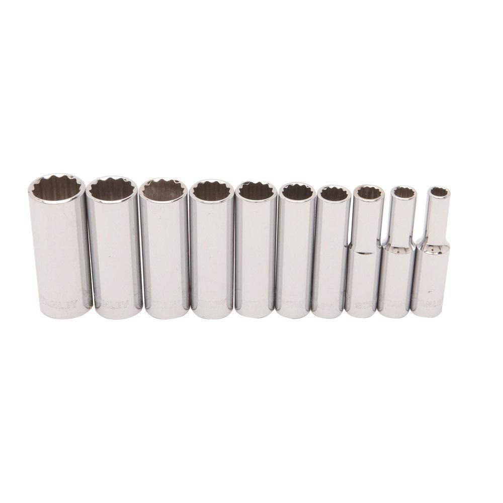 1/4"deep socket set by stanley with a white background