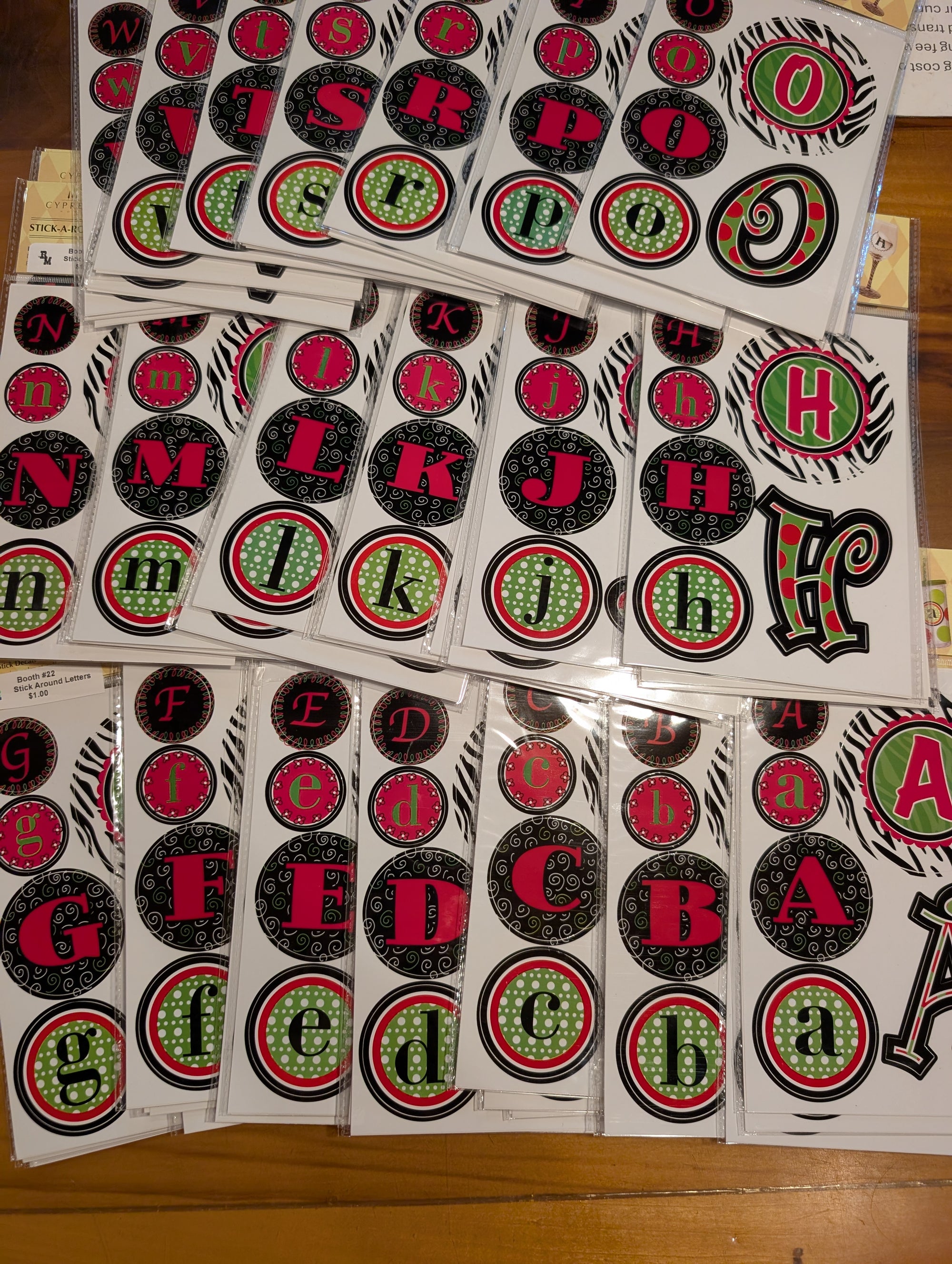 Pack of 12 monogram letter decals in assorted styles – peel and stick design