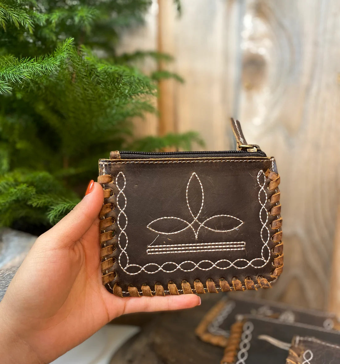 Stitched Leather Coin Pouch