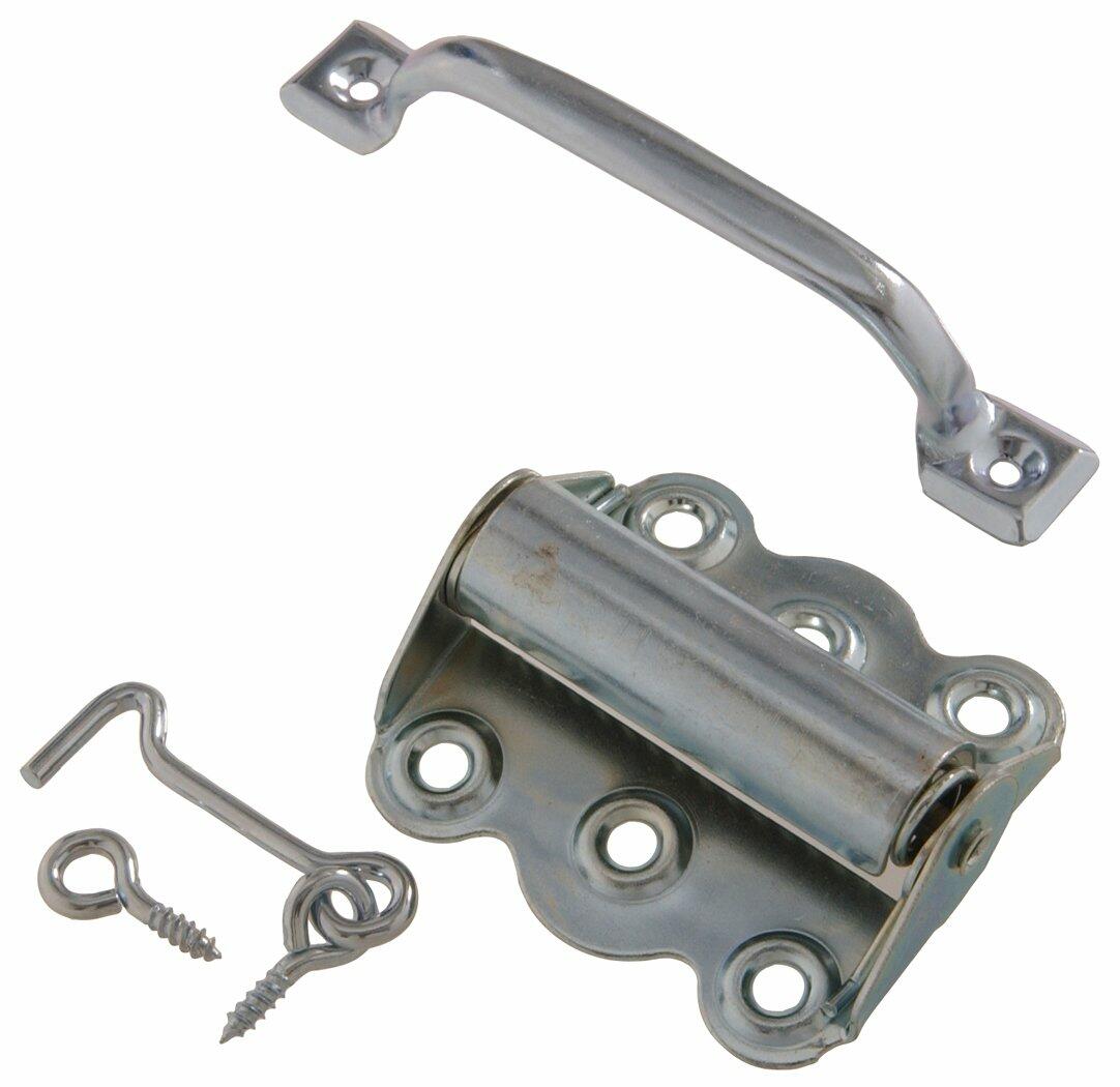 Metal door handle and latch set 