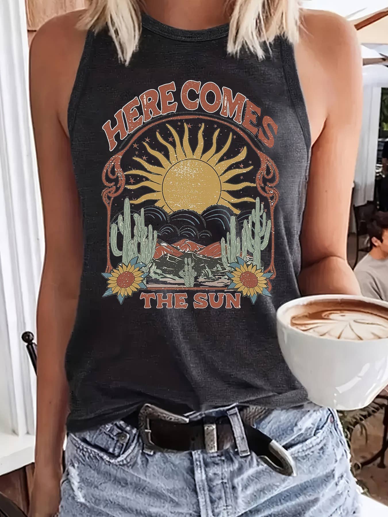 gray cotton tank top