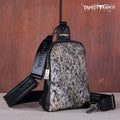 Black leather and fur crossbody bag 