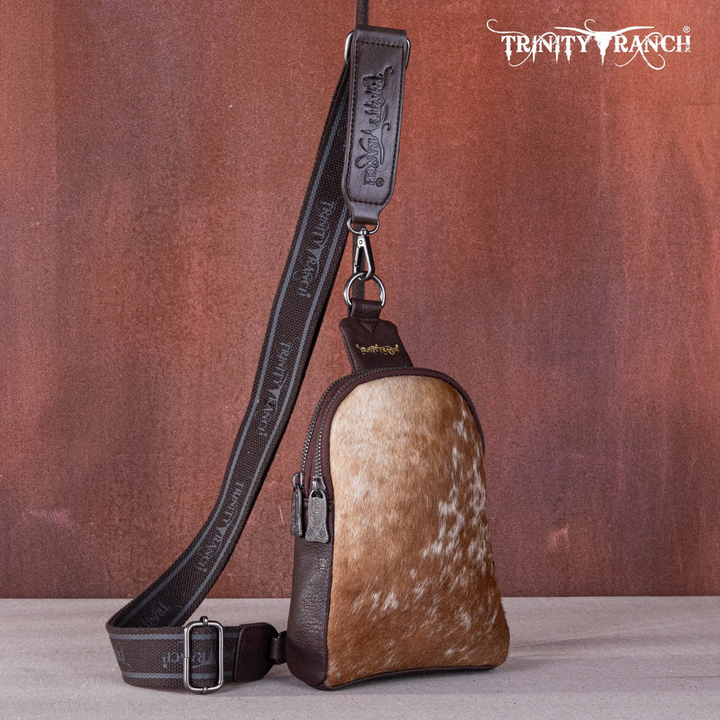Trinity Ranch Genuine Hair-On Cowhide Sling Bag