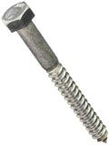 A stainless steel hex lag screw with a hexagonal head and threaded body, intended for use in wood or masonry surfaces.