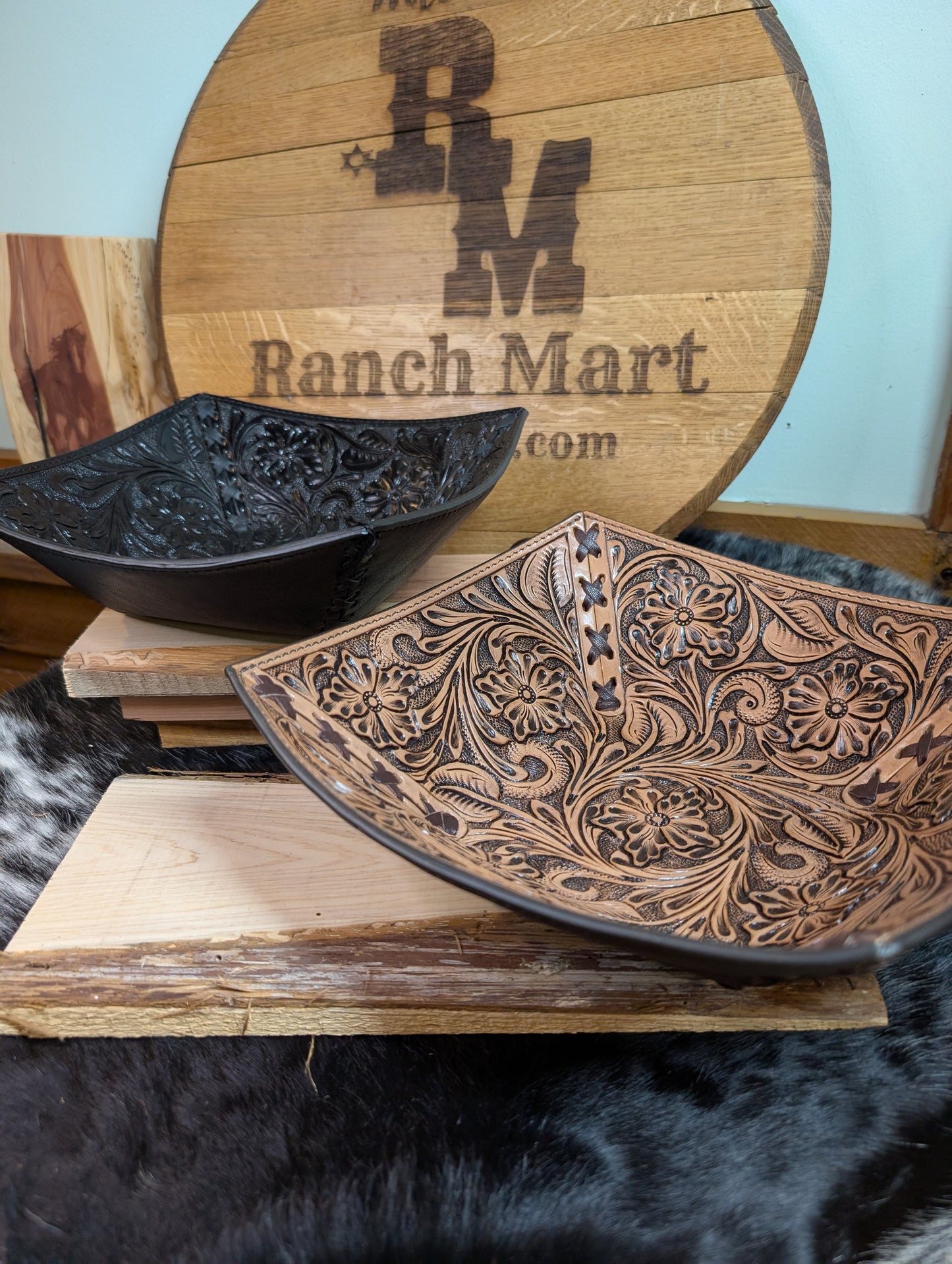 Tooled Leather Decorative Bowl