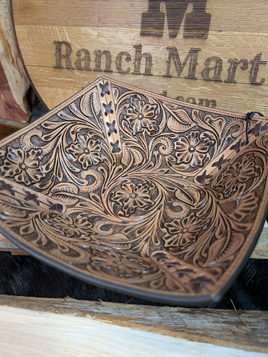 Tooled Leather Decorative Bowl