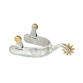 Polished stainless steel men's cutter spur with a brass rowel.