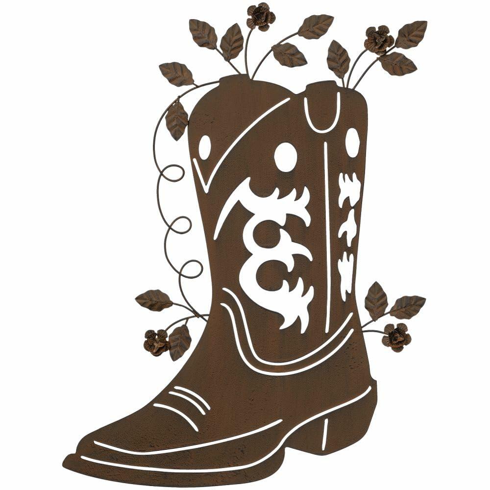 Vintage-style Western boot wall art with weathered textures and country-inspired design