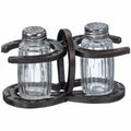 Western horseshoe salt and pepper shaker set with glass jars