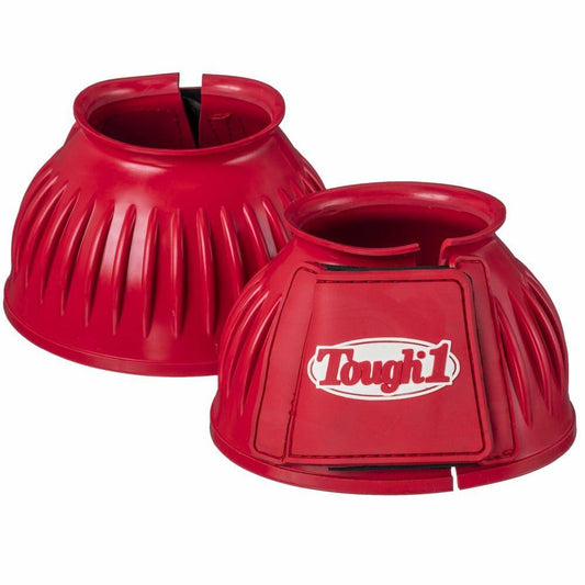 Tough 1 Heavy Duty Turnout Bell Boots with ribbed rubber design and double Velcro straps