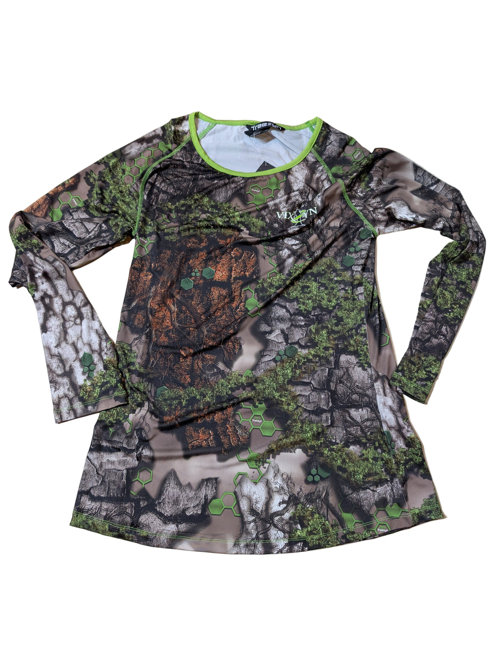 Final Clearance Treezyn Women’s Early SEEZYN VIXZYN Long Sleeve Shirt – Lightweight Hunting Top with Green Collar