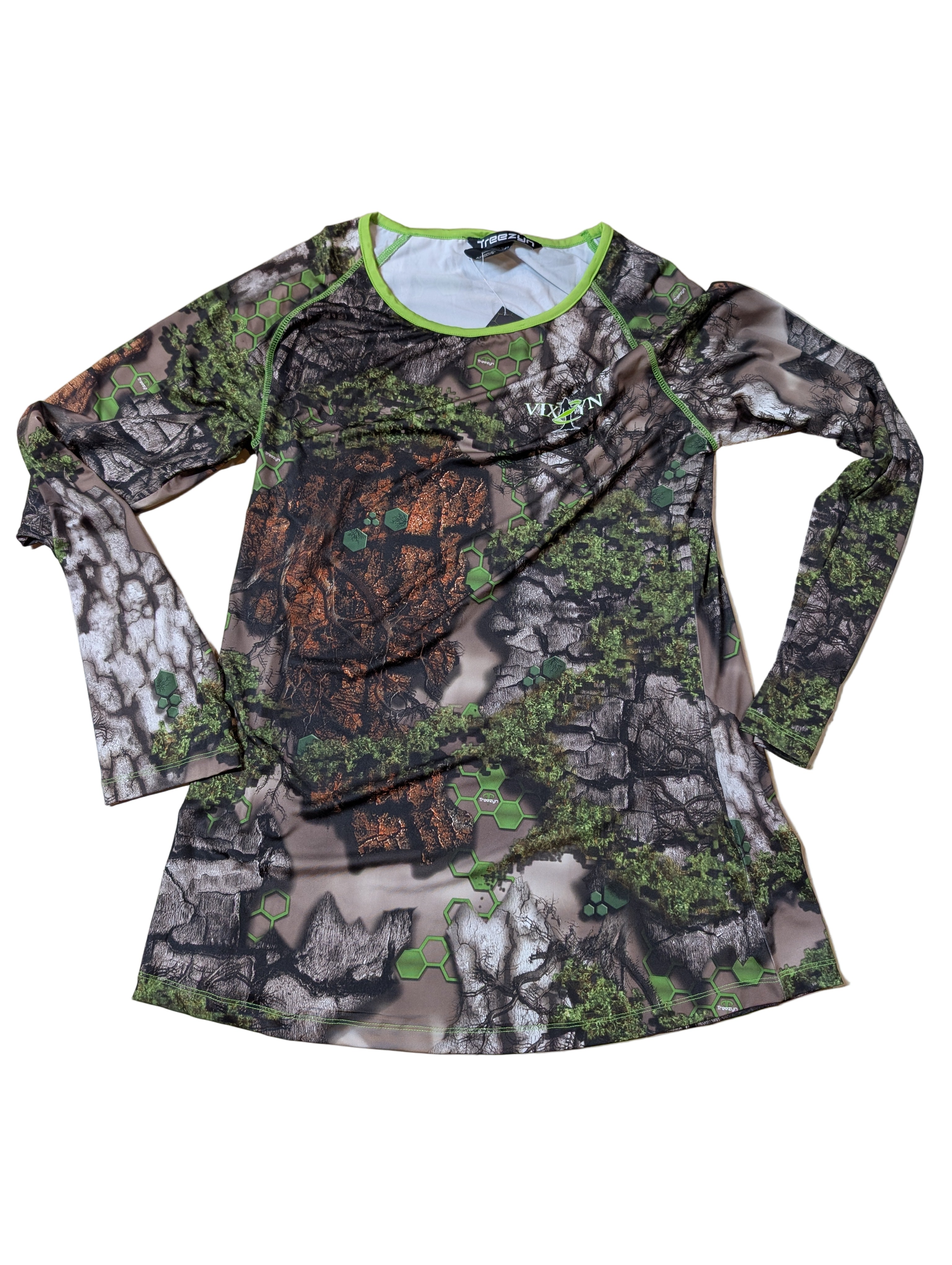 Final Clearance Treezyn Women’s Early SEEZYN VIXZYN Long Sleeve Shirt – Lightweight Hunting Top with Green Collar