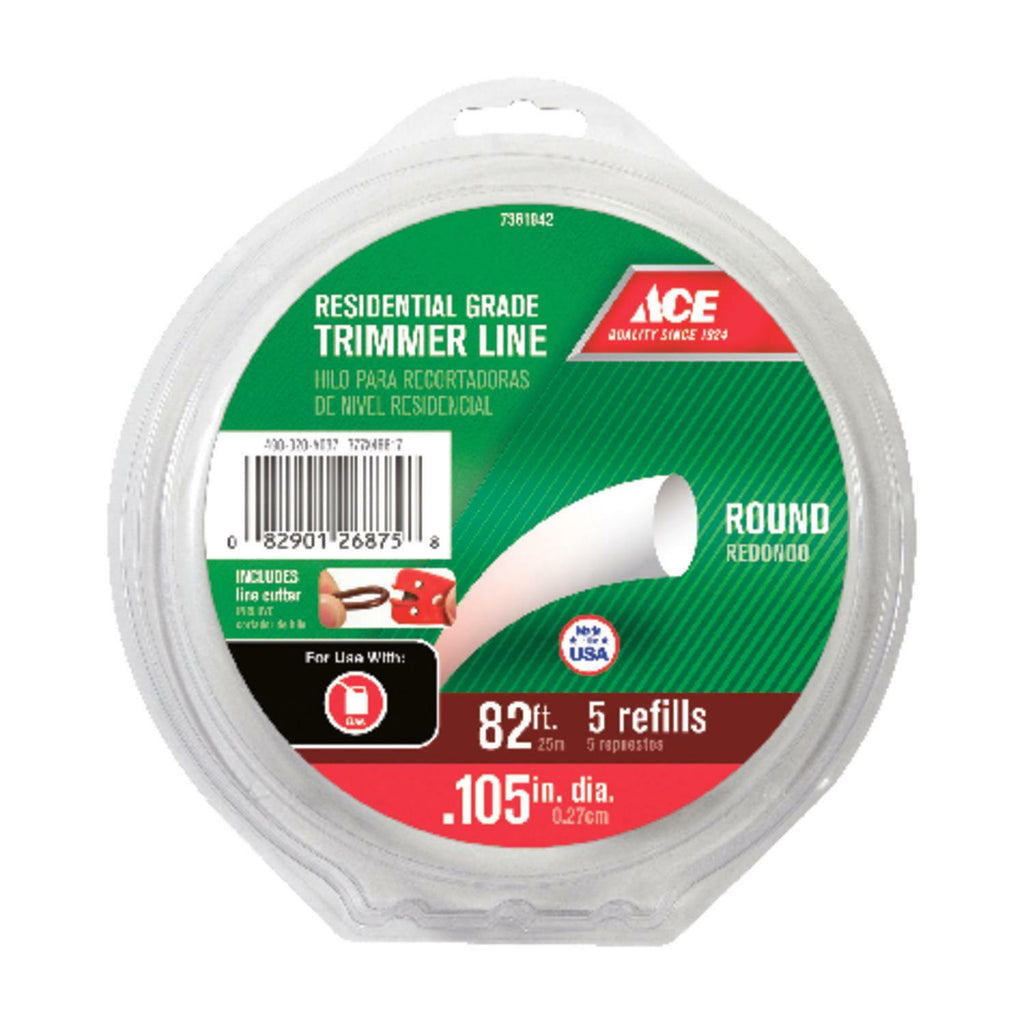 High-strength .105 inch trimmer line spool for heavy residential yard work and edging