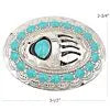 Turquoise Beaded Bear Claw Belt Buckle with measurements