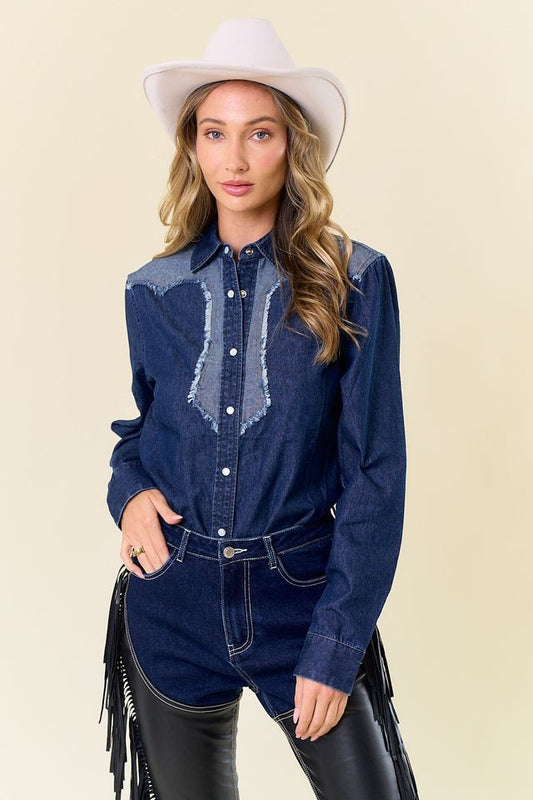 Western Dark Denim Shirt