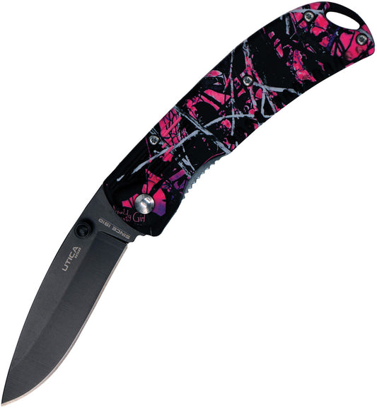 Utica Muddy Girl Code Linerlock Folding Knife 3" Carbon Steel Blade Zytel Handle