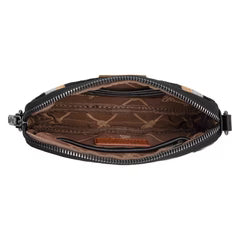 Decorative wooden tray with geometric patterns on a white background