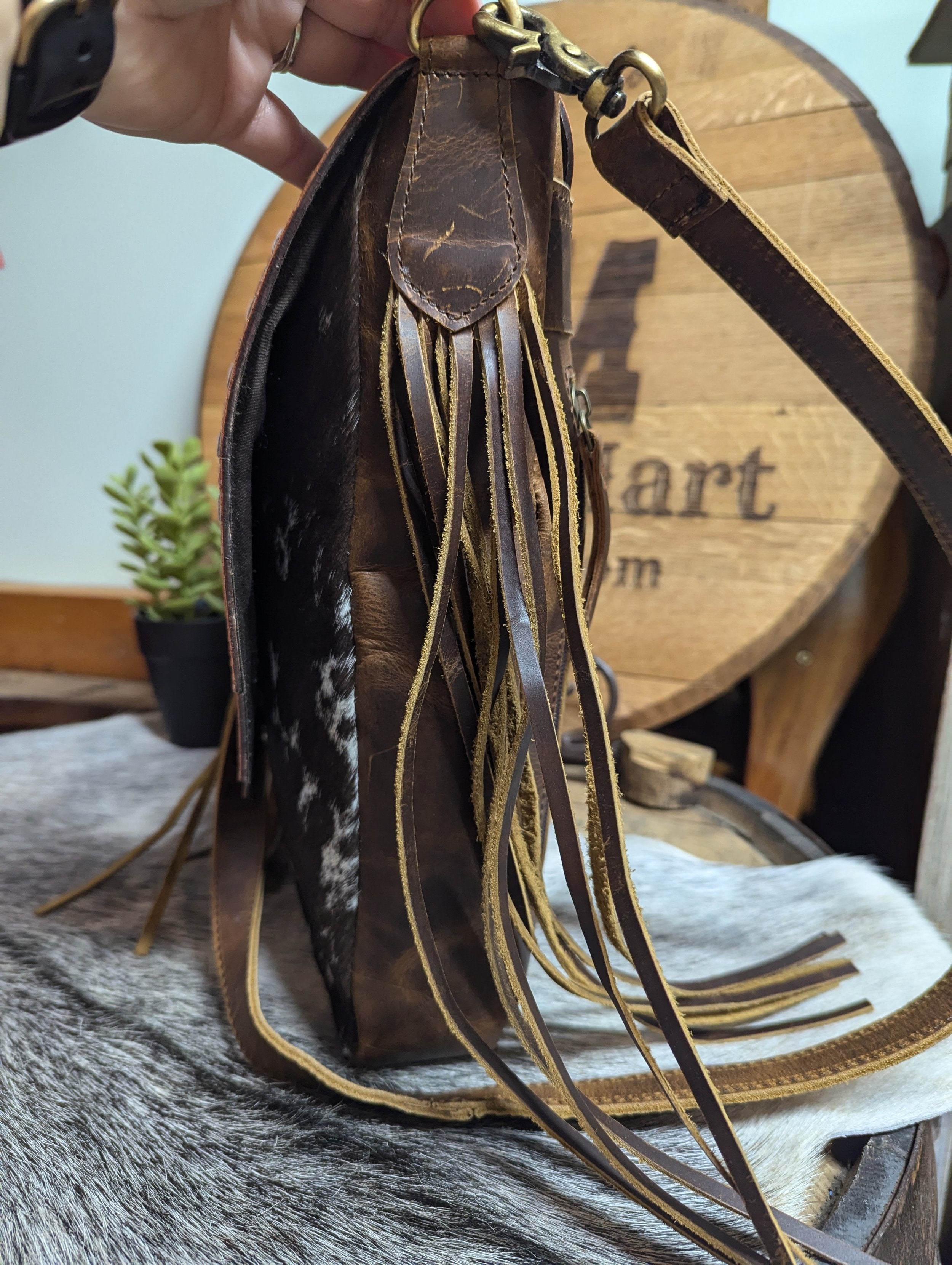 WL Hair on Sachel, Fringed , concealed carry.