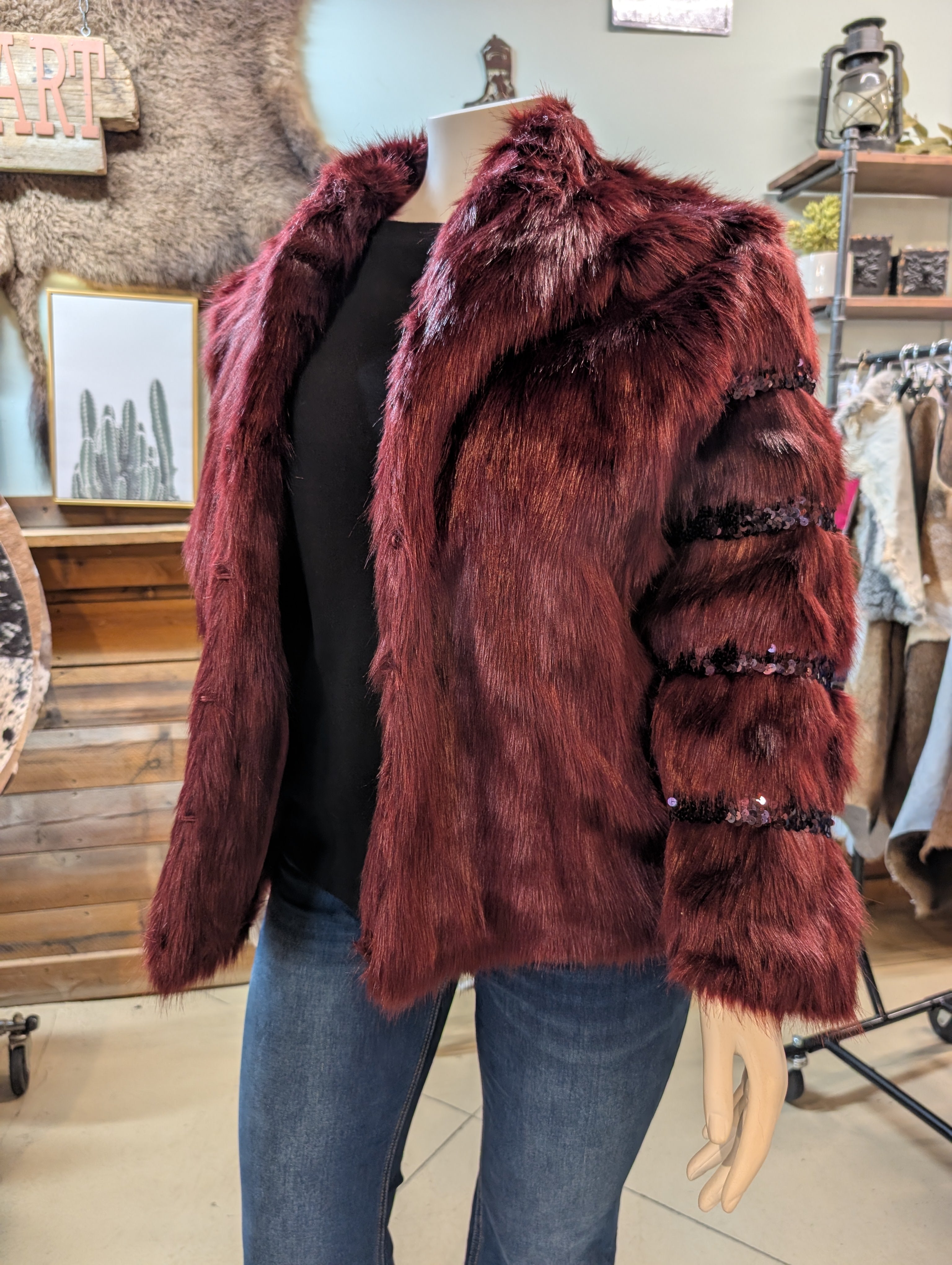 HSN Faux Fur Coat /Sequence  - 1XL ONLY