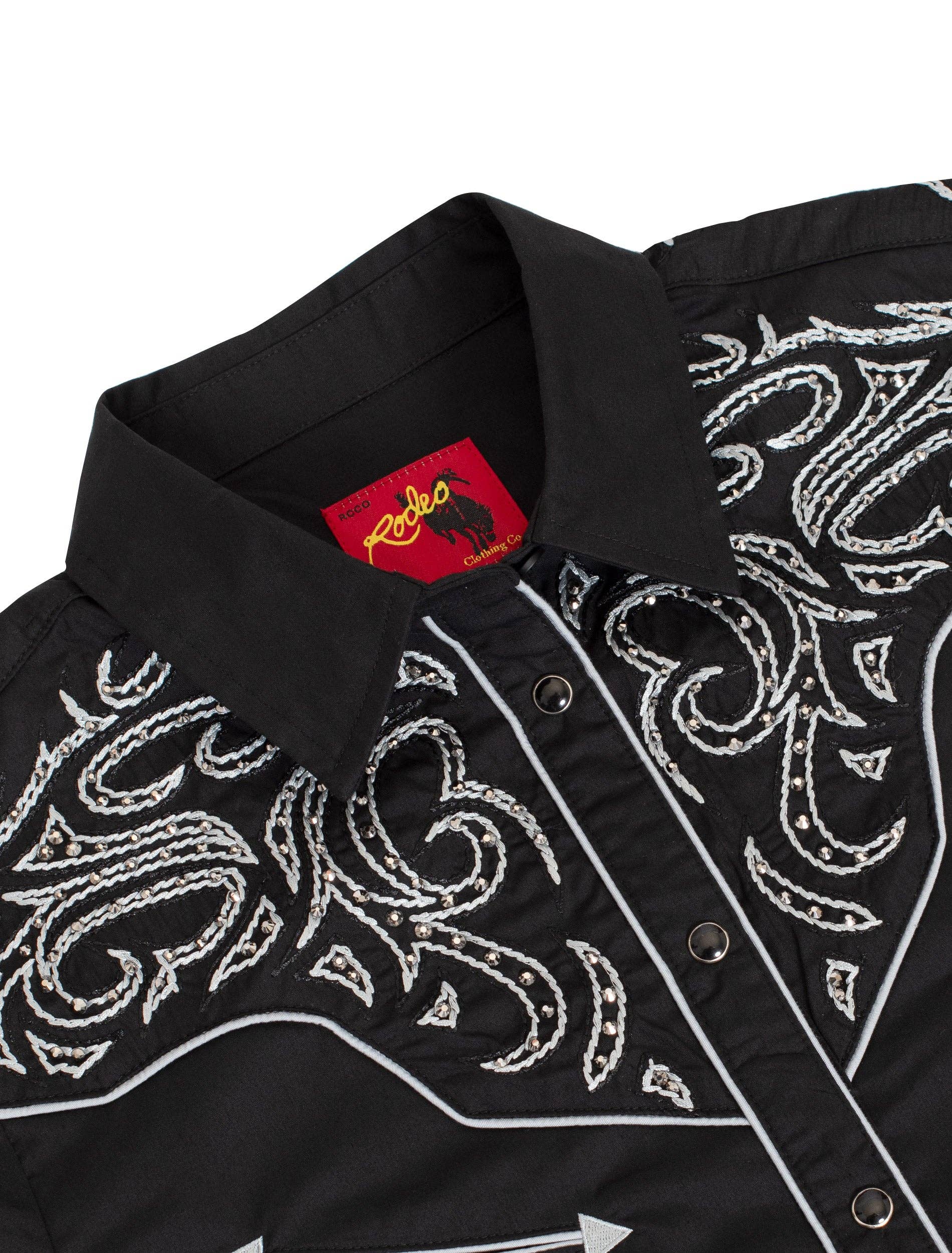 Women's Retro Long-sleeves Cotton/Poly Western Embroidered Dress Shirts