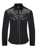 Women's Long-sleeves Cotton/Poly Western Embroidered Dress Shirts