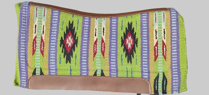 Wool Top Saddle Pad with Memory Felt Bottom Lime Green with gray background