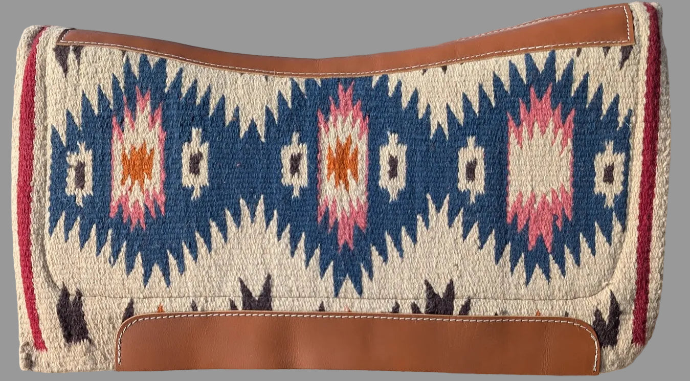 Tan Saddle pad with geometric pattern with gray background