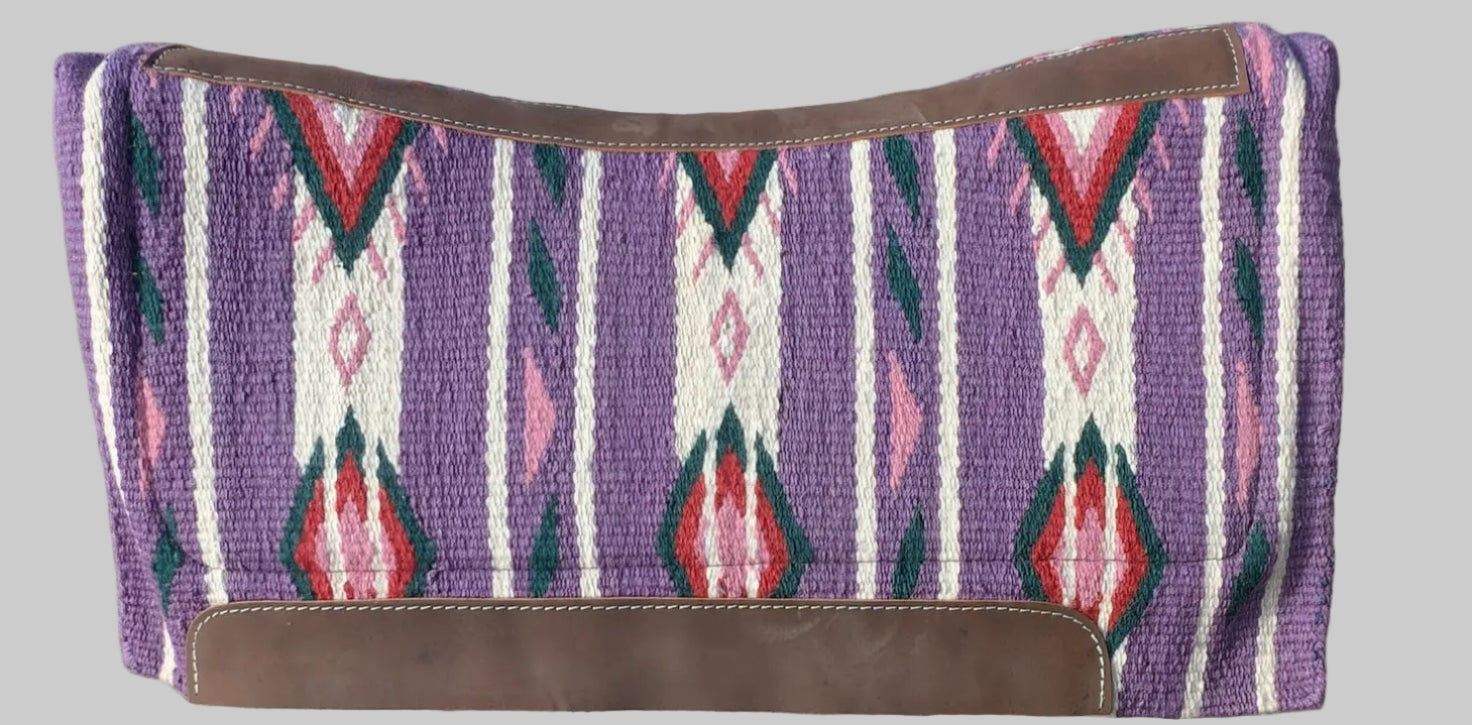 Wool Top Saddle Pad with Memory Felt Bottom Purple witha a lite grey background