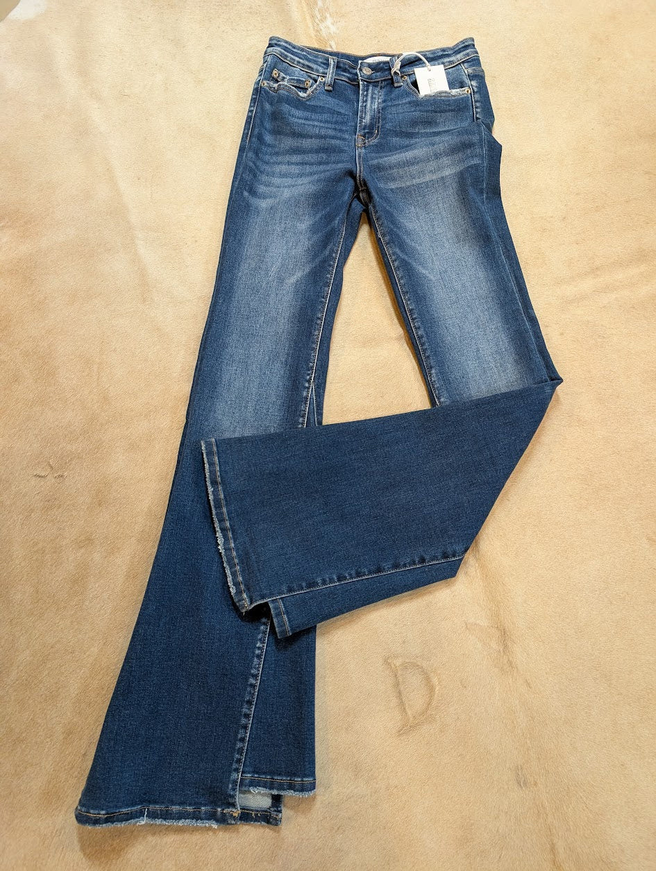 Zenana High Rise Flare Blue Stretch Jeans size 27