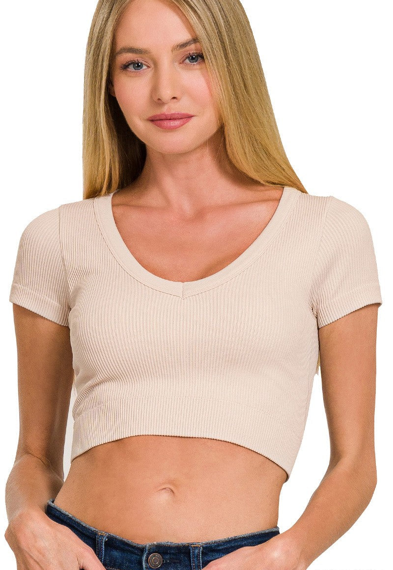 Ribbed Double Layered Seamless Crop Top