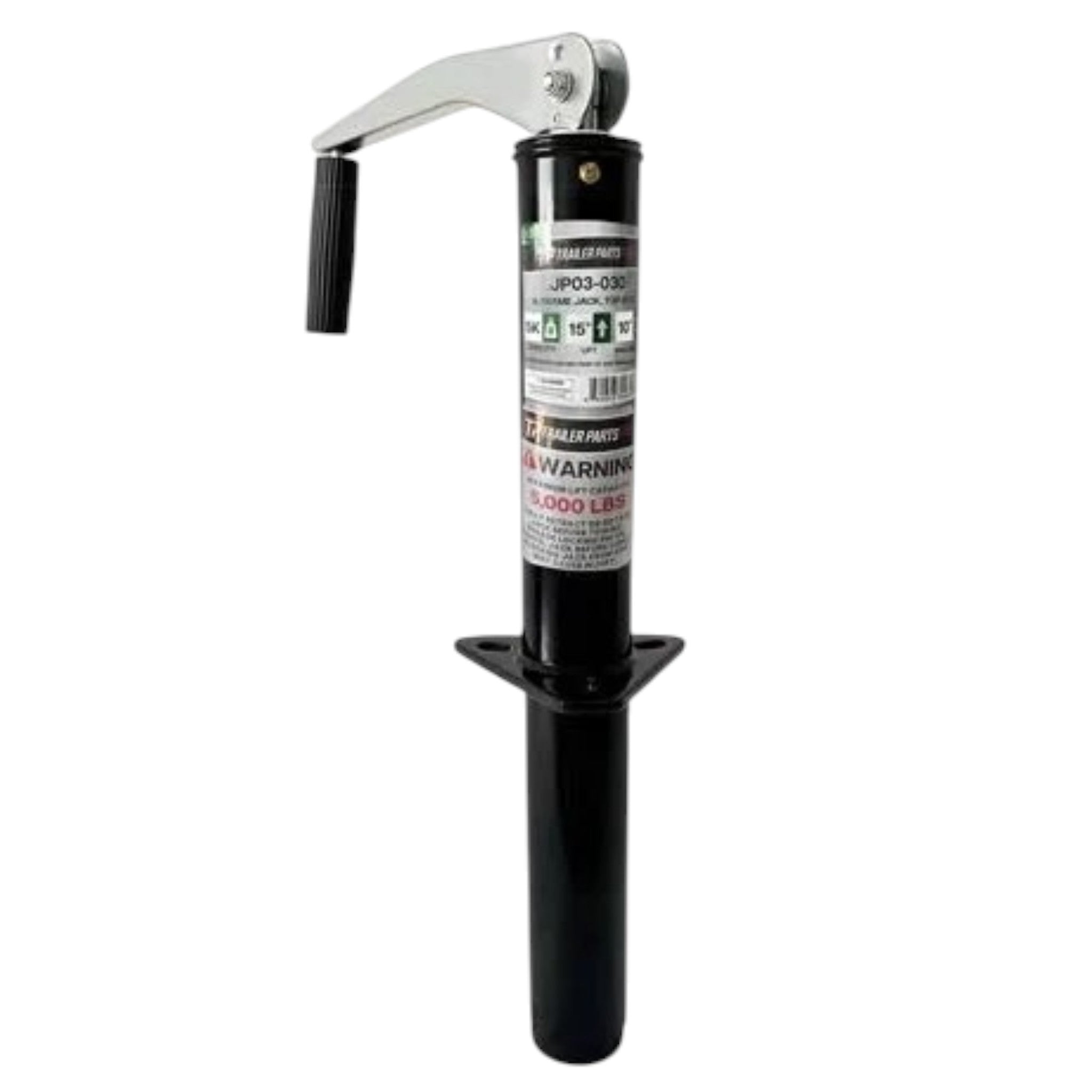 Trailer Parts Pro 5,000 lb A-frame trailer jack with top wind handle and 15-inch lift