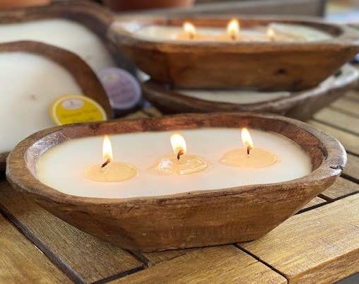 9" Wood Bowl Candle