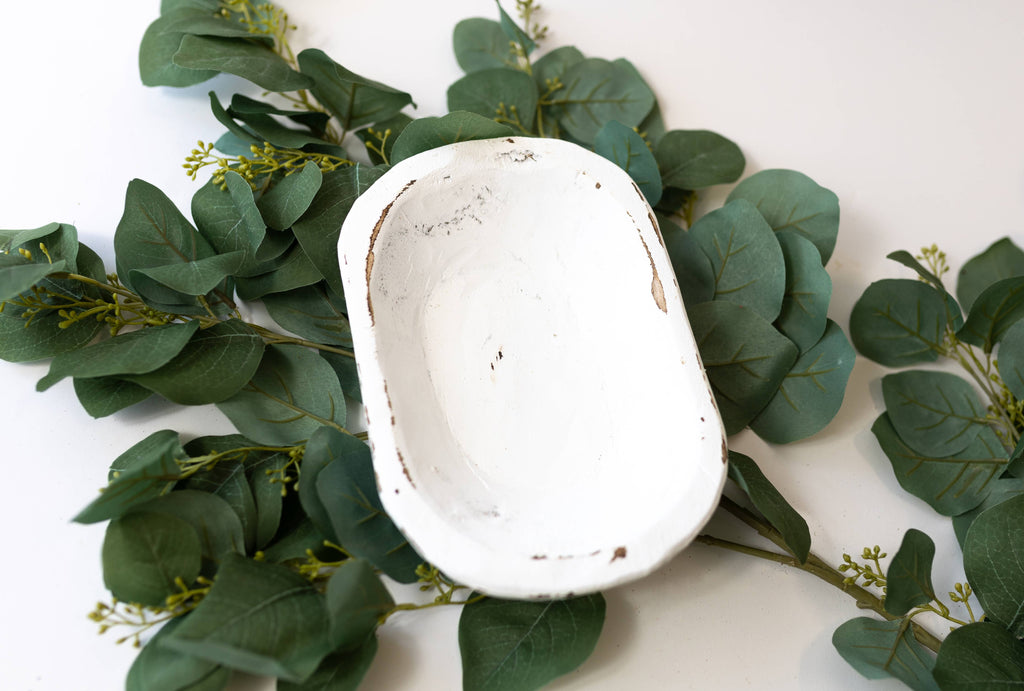 Unique rustic wood centerpiece bowl on a coffee table